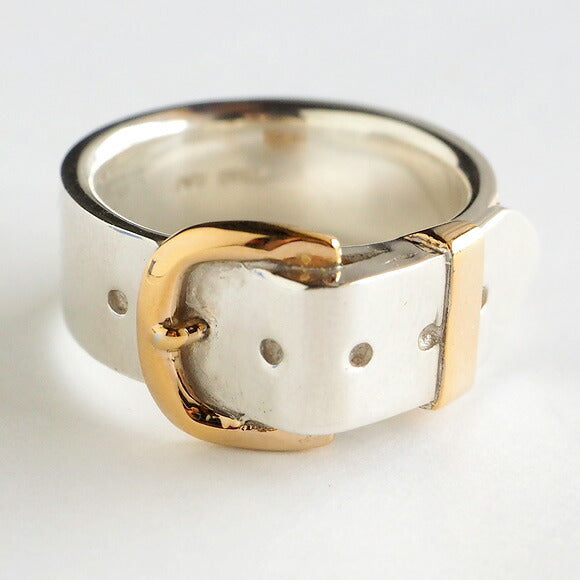 small right belt ring L size cute silver 18K gold plated 7.3mm width mirror finish [SR-RG-06] 