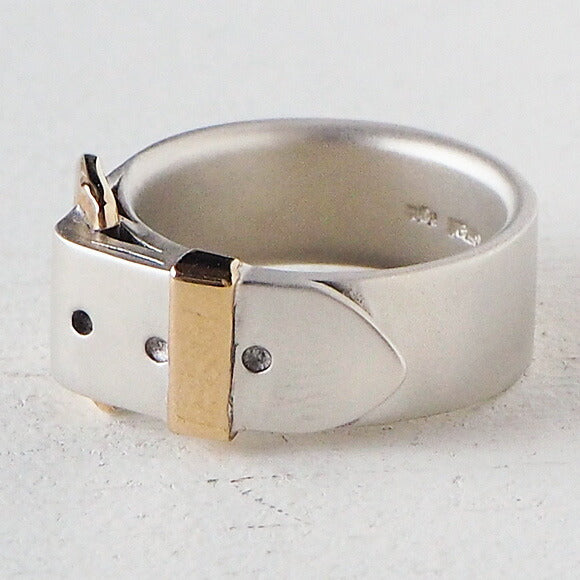 small right（スモールライト） 手作りアクセサリー ベルトリング Lサイズ cute シルバー 18Kゴールドメッキ 7.4mm幅 マット仕上げ [SR-RG-06-MAT]