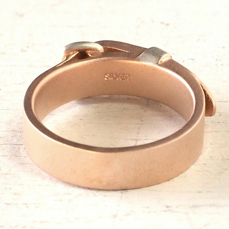 small right handmade accessory belt ring cute silver x pink gold plated 5.3mm width matte finish [SR-RG-09-MAT] 