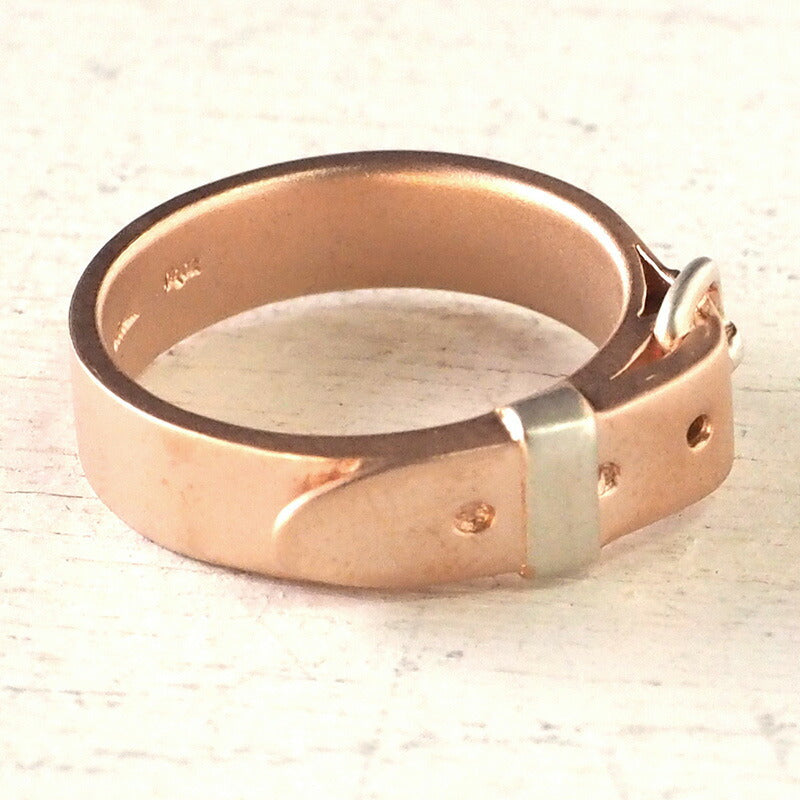 small right handmade accessory belt ring cute silver x pink gold plated 5.3mm width matte finish [SR-RG-09-MAT] 