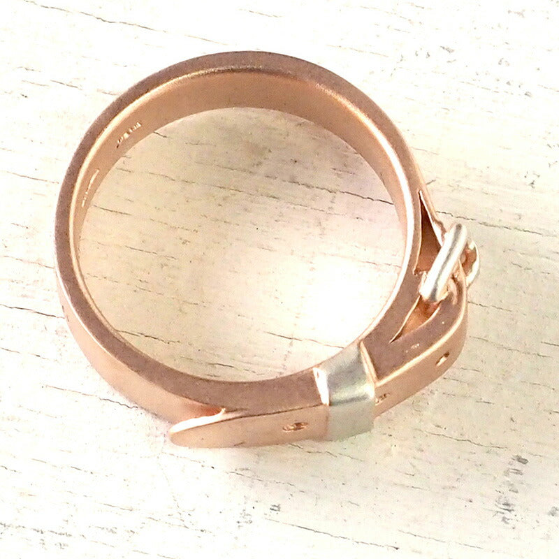 small right handmade accessory belt ring cute silver x pink gold plated 5.3mm width matte finish [SR-RG-09-MAT] 