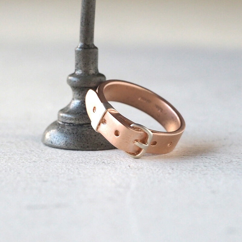 small right handmade accessory belt ring cute silver x pink gold plated 5.3mm width matte finish [SR-RG-09-MAT] 