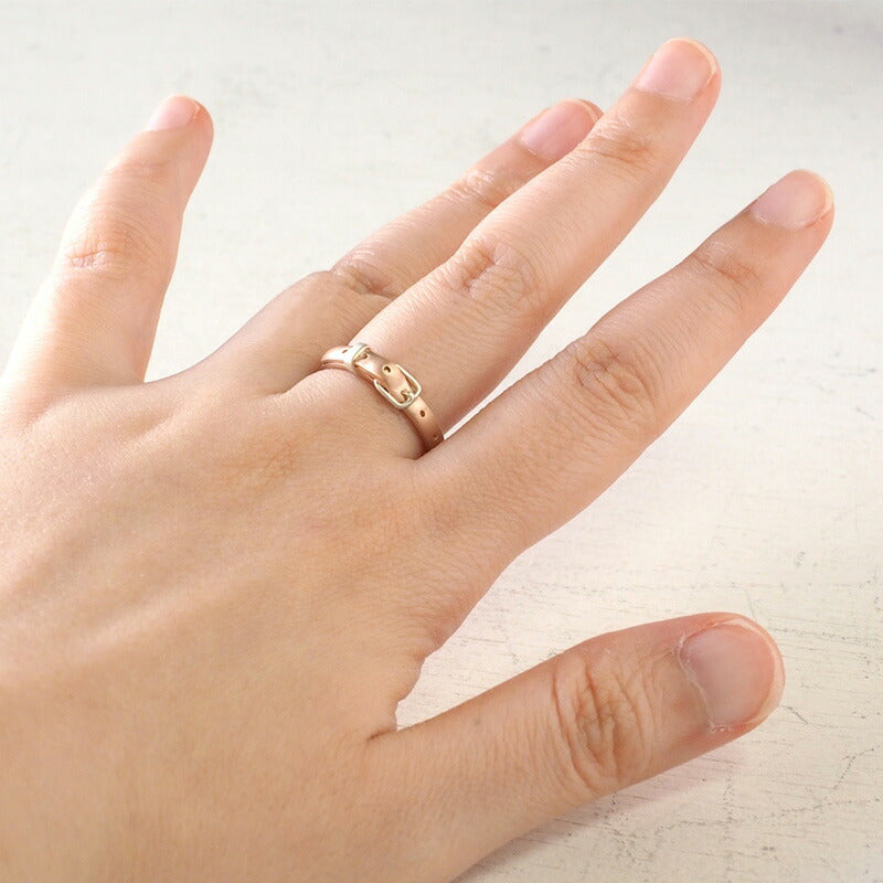 small right handmade accessory belt ring cute silver x pink gold plated 2.7mm width matte finish [SR-RG-10-MAT] 