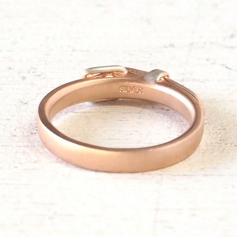 small right handmade accessory belt ring cute silver x pink gold plated 2.7mm width matte finish [SR-RG-10-MAT] 