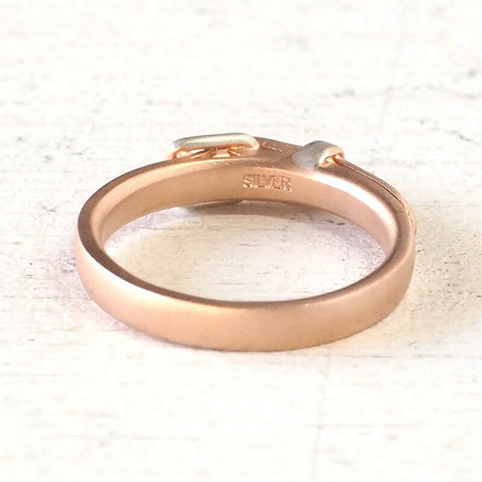small right handmade accessory belt ring cute silver x pink gold plated 2.7mm width matte finish [SR-RG-10-MAT] 