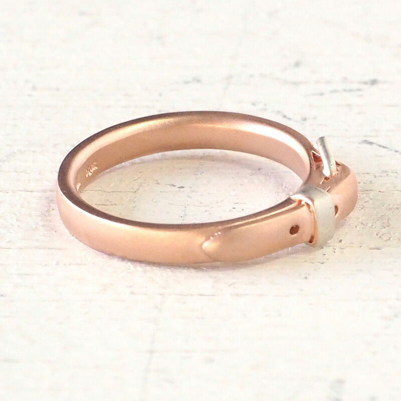 small right handmade accessory belt ring cute silver x pink gold plated 2.7mm width matte finish [SR-RG-10-MAT] 