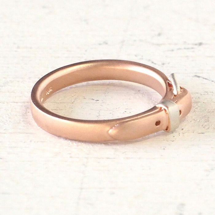 small right handmade accessory belt ring cute silver x pink gold plated 2.7mm width matte finish [SR-RG-10-MAT] 