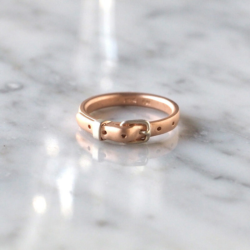 small right handmade accessory belt ring cute silver x pink gold plated 2.7mm width matte finish [SR-RG-10-MAT] 