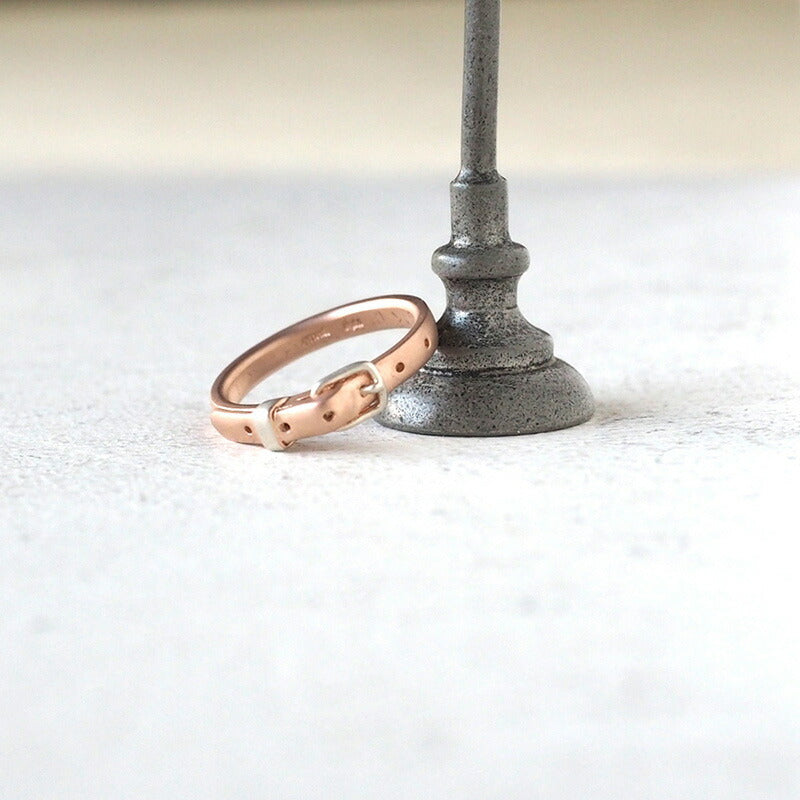 small right handmade accessory belt ring cute silver x pink gold plated 2.7mm width matte finish [SR-RG-10-MAT] 