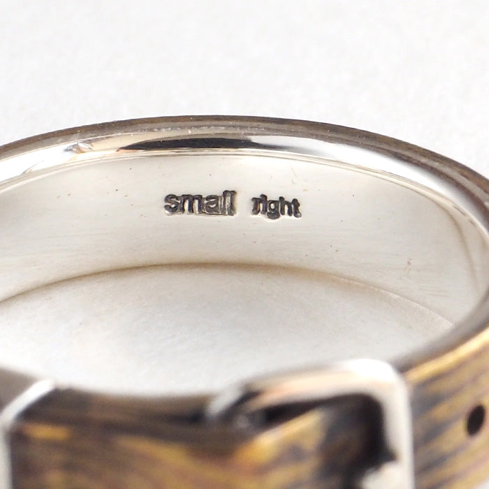 small right Mokume Gane belt ring copper x brass 5mm width [SR-RG-11] 