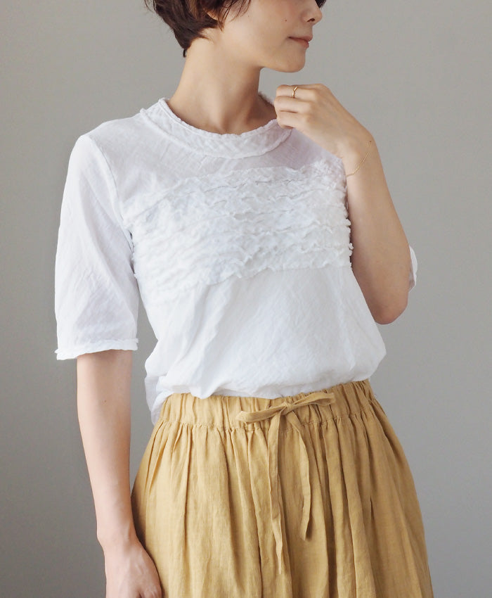 [30 colors in total] Gauze Clothing Studio Garage Double Gauze Half Sleeve Fluffy T-shirt Ladies [TS-03-5S] 