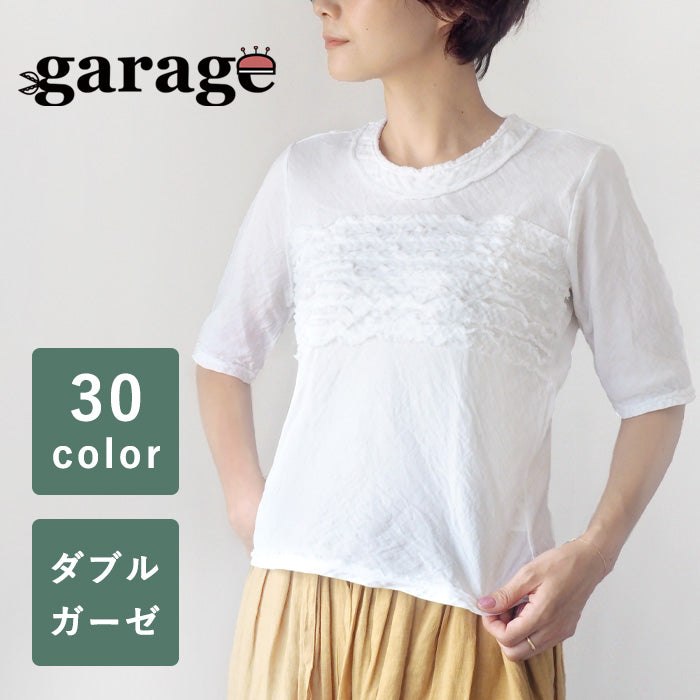 [30 colors in total] Gauze Clothing Studio Garage Double Gauze Half Sleeve Fluffy T-shirt Ladies [TS-03-5S] 