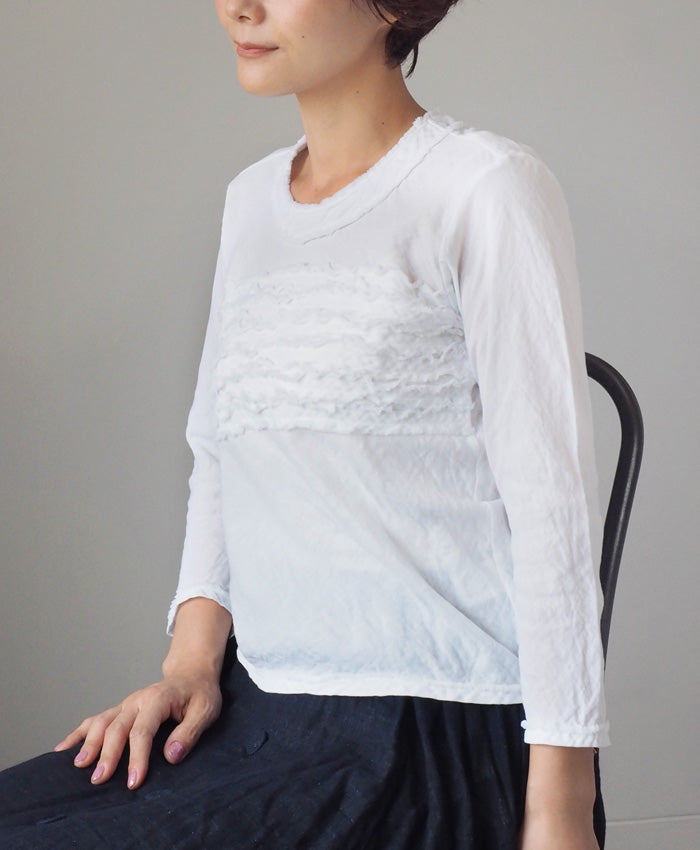 [All 30 colors] Gauze Clothing Studio Garage Double Gauze 3/4 Sleeve Fluffy T-shirt Ladies [TS-03-7S] 