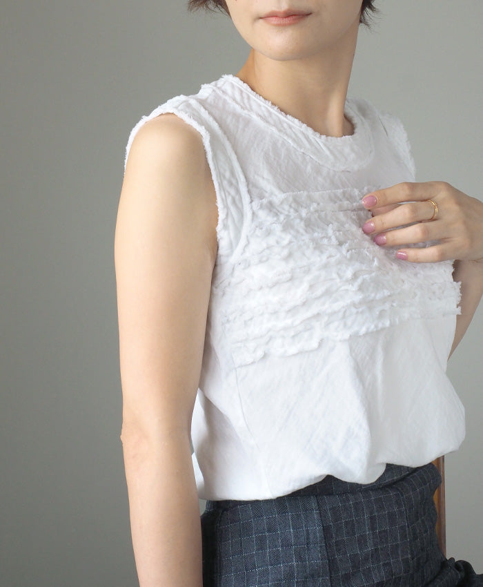 [30 colors in total] Gauze Clothing Studio Garage Double Gauze Sleeveless Fluffy T-shirt Ladies [TS-03-NS] 