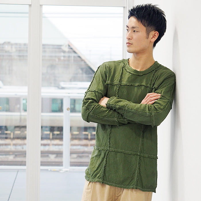 ガーゼ服工房 garage (ガラージ) ダブルガーゼ スクエアTシャツ 長袖