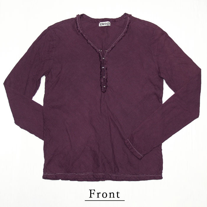 [32 colors in total] Gauze clothing studio garage (garage) Double gauze V-neck open front T-shirt long sleeve ladies [TS-48-LS] 