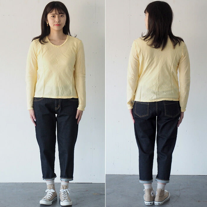 [All 28 colors] Gauze clothing workshop Garage double gauze simple T-shirt long sleeve ladies [TS-53-LS] 
