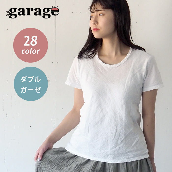 【全28色】ガーゼ服工房 garage（ガラージ） ダブルガーゼ シンプルTシャツ 半袖 レディース [TS-53-SS]