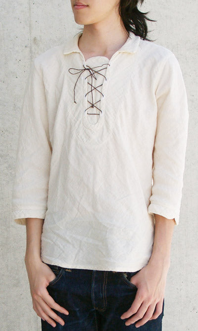 [All 27 colors] Gauze clothing studio garage (garage) double gauze shoelace shirt 3/4 sleeve men's [TS-65] 