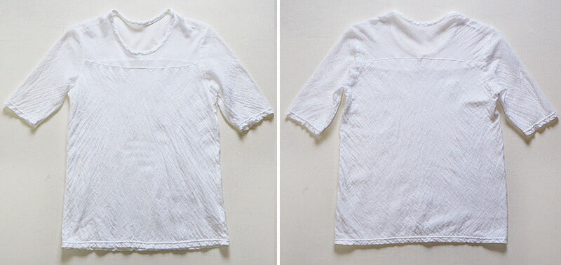 [All 28 colors] Gauze clothing studio garage (garage) Single gauze x double gauze switching T-shirt half sleeve ladies [TS-93] 