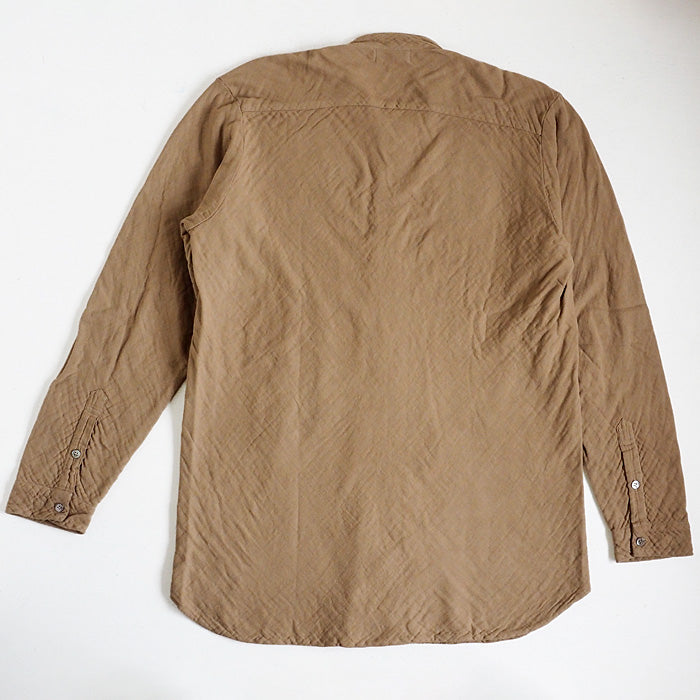 [All 29 colors] Gauze clothing studio garage (garage) 4-ply gauze henley neck shirt long sleeve black shell button men's [TS-94] 