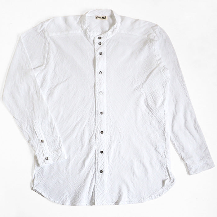 ガーゼ服工房 garage (ガラージ) ダブルガーゼ ヘンリーネックシャツ
