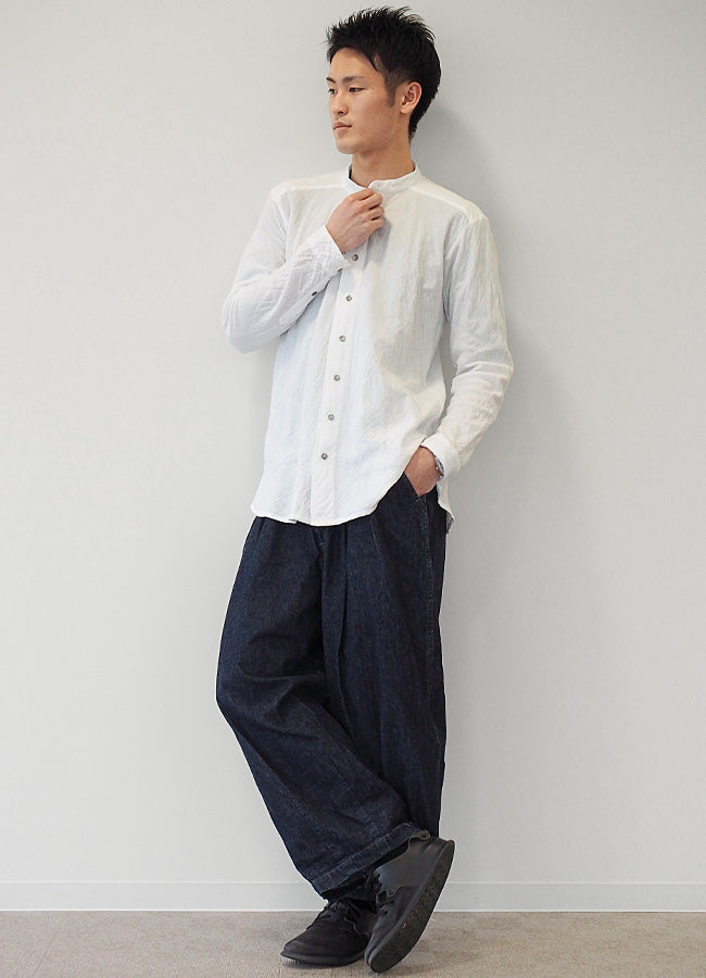 [All 29 colors] Gauze Clothing Studio Garage Double Gauze Henley Neck Shirt Long Sleeve Black Shell Button Men's [TS-95] 