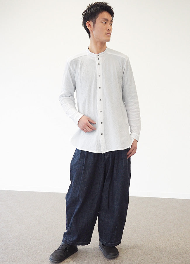 [All 29 colors] Gauze Clothing Studio Garage Double Gauze Henley Neck Shirt Long Sleeve Black Shell Button Men's [TS-95] 