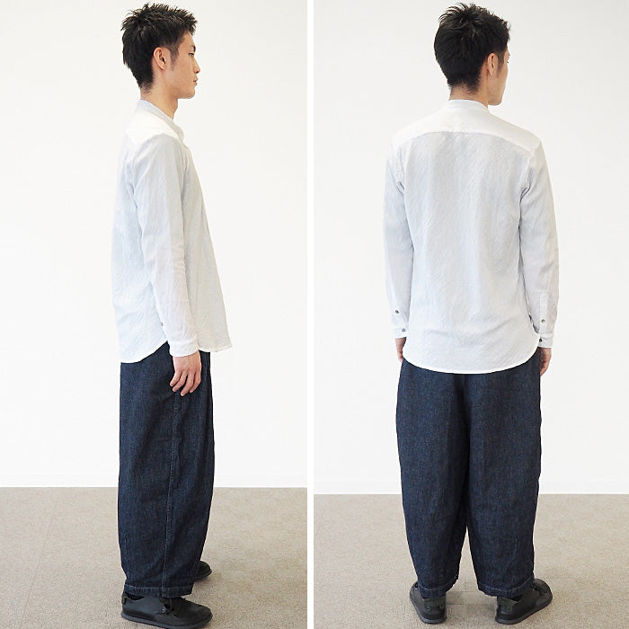 [All 29 colors] Gauze Clothing Studio Garage Double Gauze Henley Neck Shirt Long Sleeve Black Shell Button Men's [TS-95] 