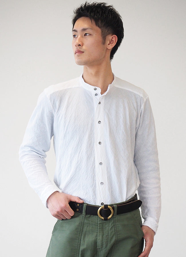 [All 29 colors] Gauze Clothing Studio Garage Double Gauze Henley Neck Shirt Long Sleeve Black Shell Button Men's [TS-95] 