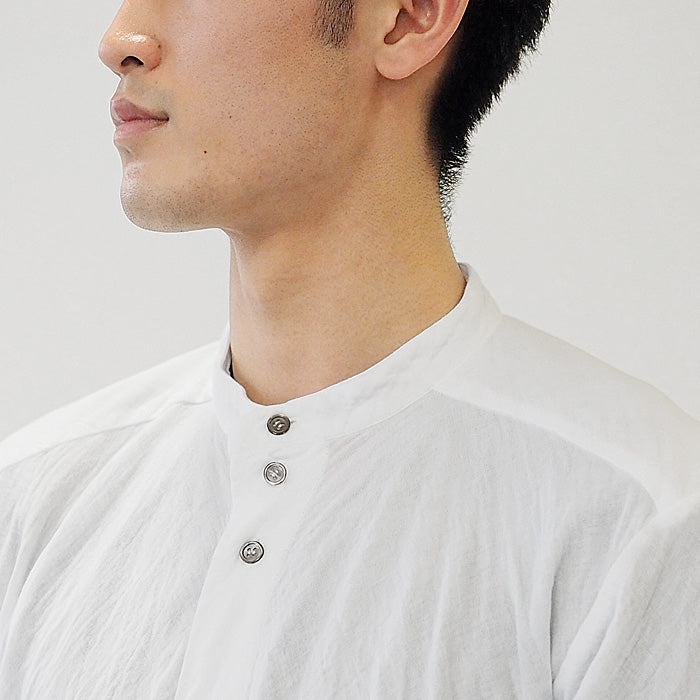 [All 29 colors] Gauze Clothing Studio Garage Double Gauze Henley Neck Shirt Long Sleeve Black Shell Button Men's [TS-95] 