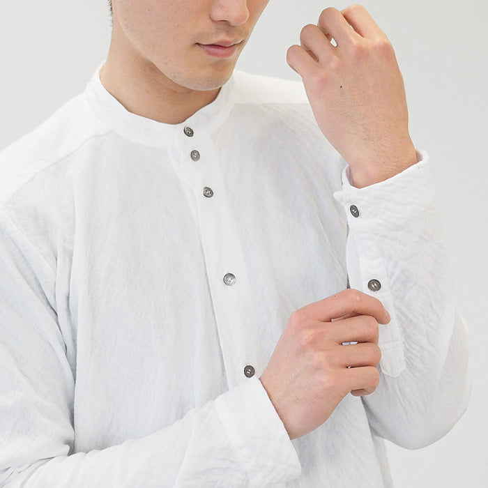 [All 29 colors] Gauze Clothing Studio Garage Double Gauze Henley Neck Shirt Long Sleeve Black Shell Button Men's [TS-95] 