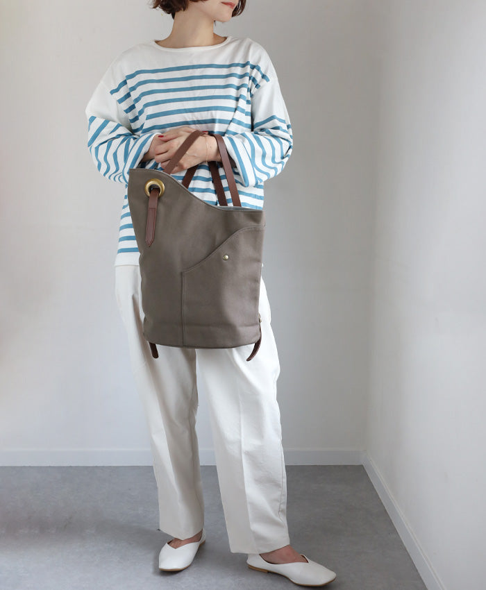 ulazan alter Asymmetric Water Repellent Canvas Backpack Ash Gray Women's Men's [U0210-ASGY] 