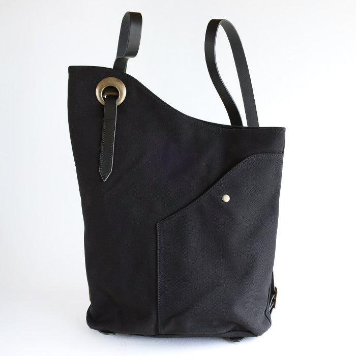 ulazan alter Asymmetric Water Repellent Canvas Backpack Black Women's Men's [U0210-BK] 