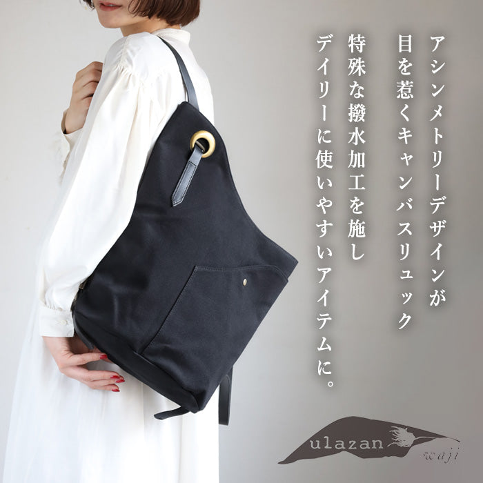 ulazan alter Asymmetric Water Repellent Canvas Backpack Black Women's Men's [U0210-BK] 