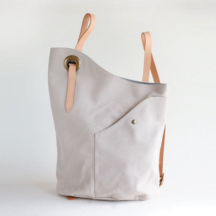 ulazan alter Asymmetric Water Repellent Canvas Backpack Ivory Women's Men's [U0210-IV] 
