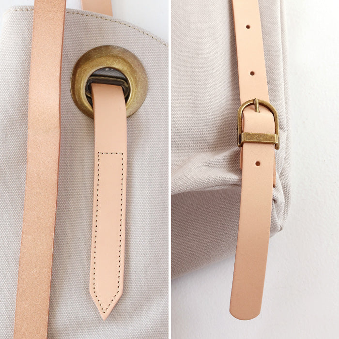 ulazan alter Asymmetric Water Repellent Canvas Backpack Ivory Women's Men's [U0210-IV] 