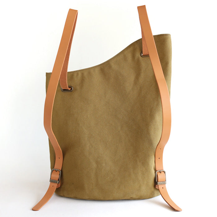 ulazan alter Asymmetric Water Repellent Canvas Backpack Olive Women's Men's [U0210-OL] 