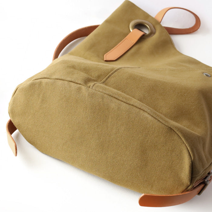 ulazan alter Asymmetric Water Repellent Canvas Backpack Olive Women's Men's [U0210-OL] 