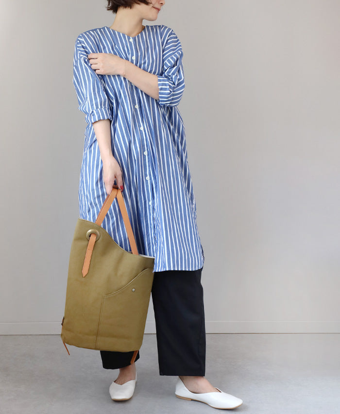 ulazan alter Asymmetric Water Repellent Canvas Backpack Olive Women's Men's [U0210-OL] 