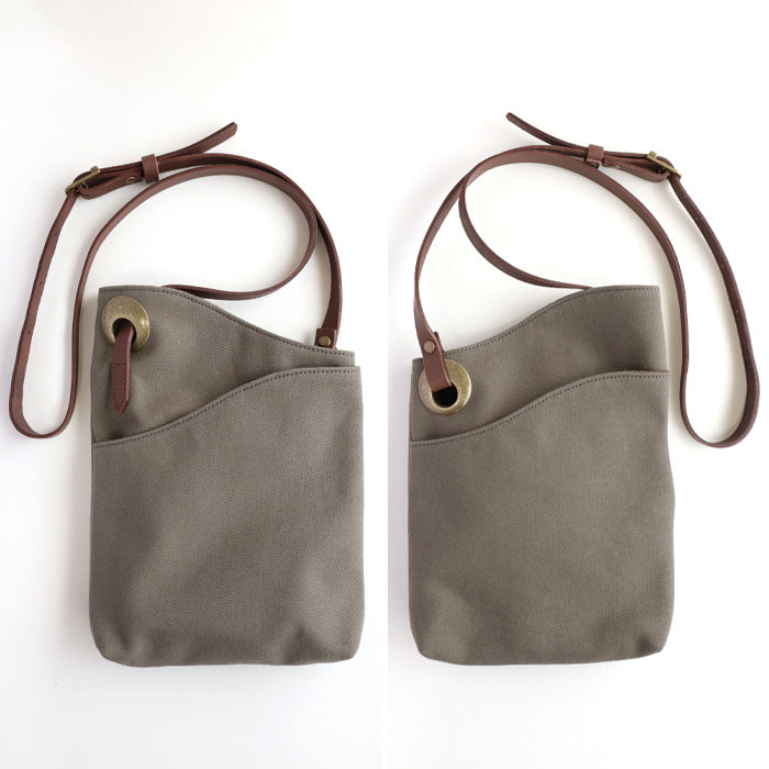 ulazan alter Asymmetric Water Repellent Canvas Pochette Ash Gray Women's Men's [U0211-ASGY] 