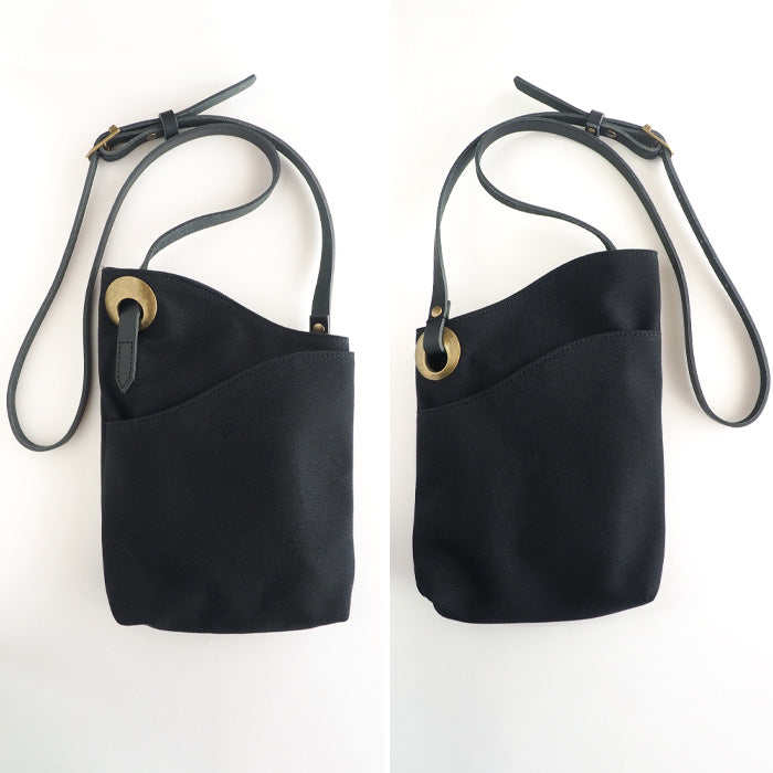 ulazan alter Asymmetric Water Repellent Canvas Pochette Black Women's Men's [U0211-BK] 