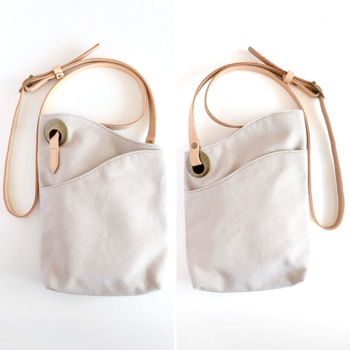 ulazan alter Asymmetric Water Repellent Canvas Pochette Ivory Women's Men's [U0211-IV] 