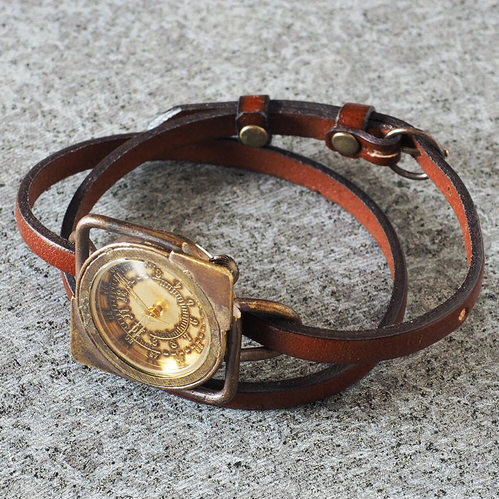 vie 手工手錶“方形古董”雙皮帶女士 [WB-031-W-BELT] 