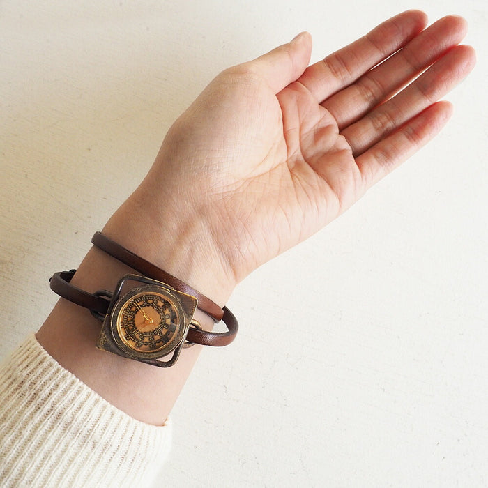 vie handmade watch “square antique” double belt ladies [WB-031-W-BELT] 