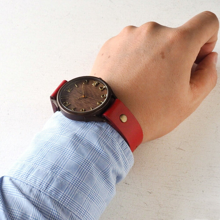 【文字盤の木製パーツが選べます】vie（ヴィー） 手作り腕時計 “simple wood -シンプルウッド-” XLサイズ [WB-045X]