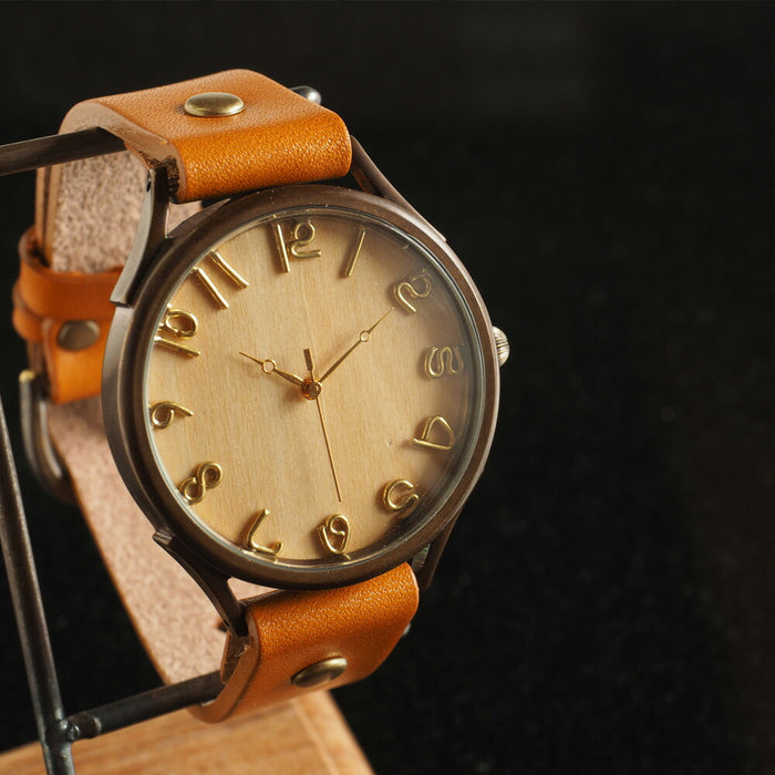 【錶盤可選擇木質零件】vie 手工手錶“簡單木頭”XL 尺寸 [WB-045X] 