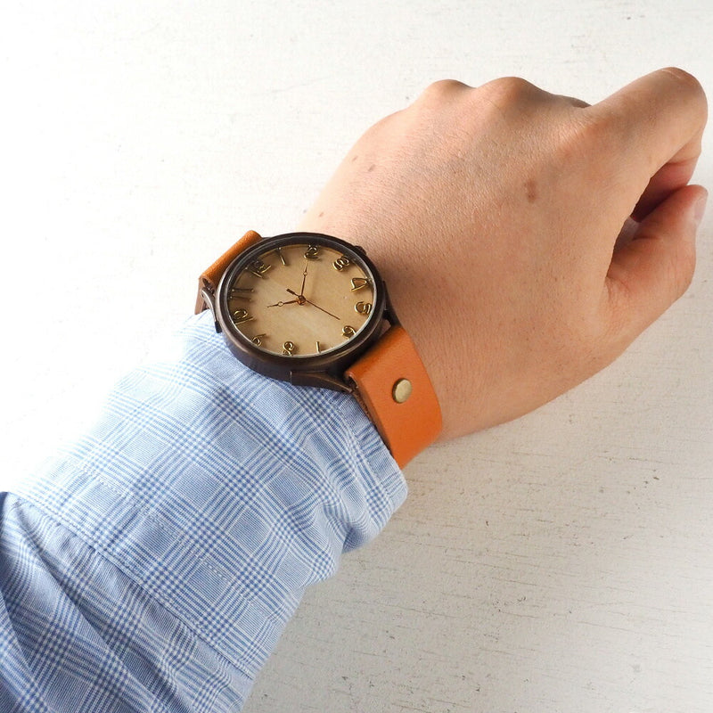 【文字盤の木製パーツが選べます】vie（ヴィー） 手作り腕時計 “simple wood -シンプルウッド-” XLサイズ [WB-045X]