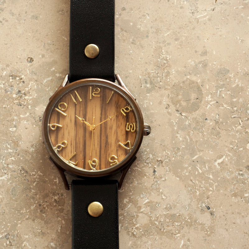 【文字盤の木製パーツが選べます】vie（ヴィー） 手作り腕時計 “simple wood -シンプルウッド-” XLサイズ [WB-045X]