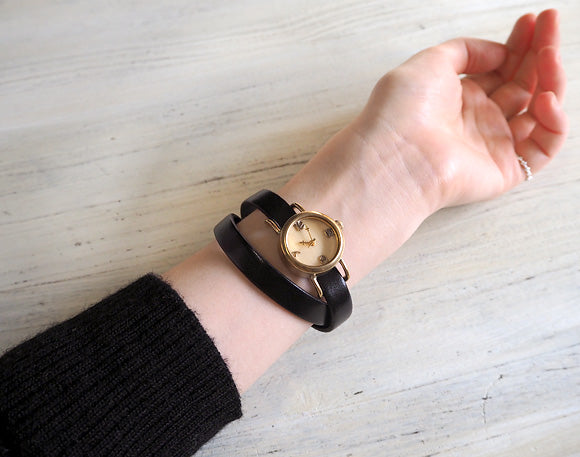 【文字盤の木製パーツが選べます】vie（ヴィー） 手作り腕時計 “collon wood -コロン ウッド-” 2重ベルト レディース [WB-051-W-BELT]